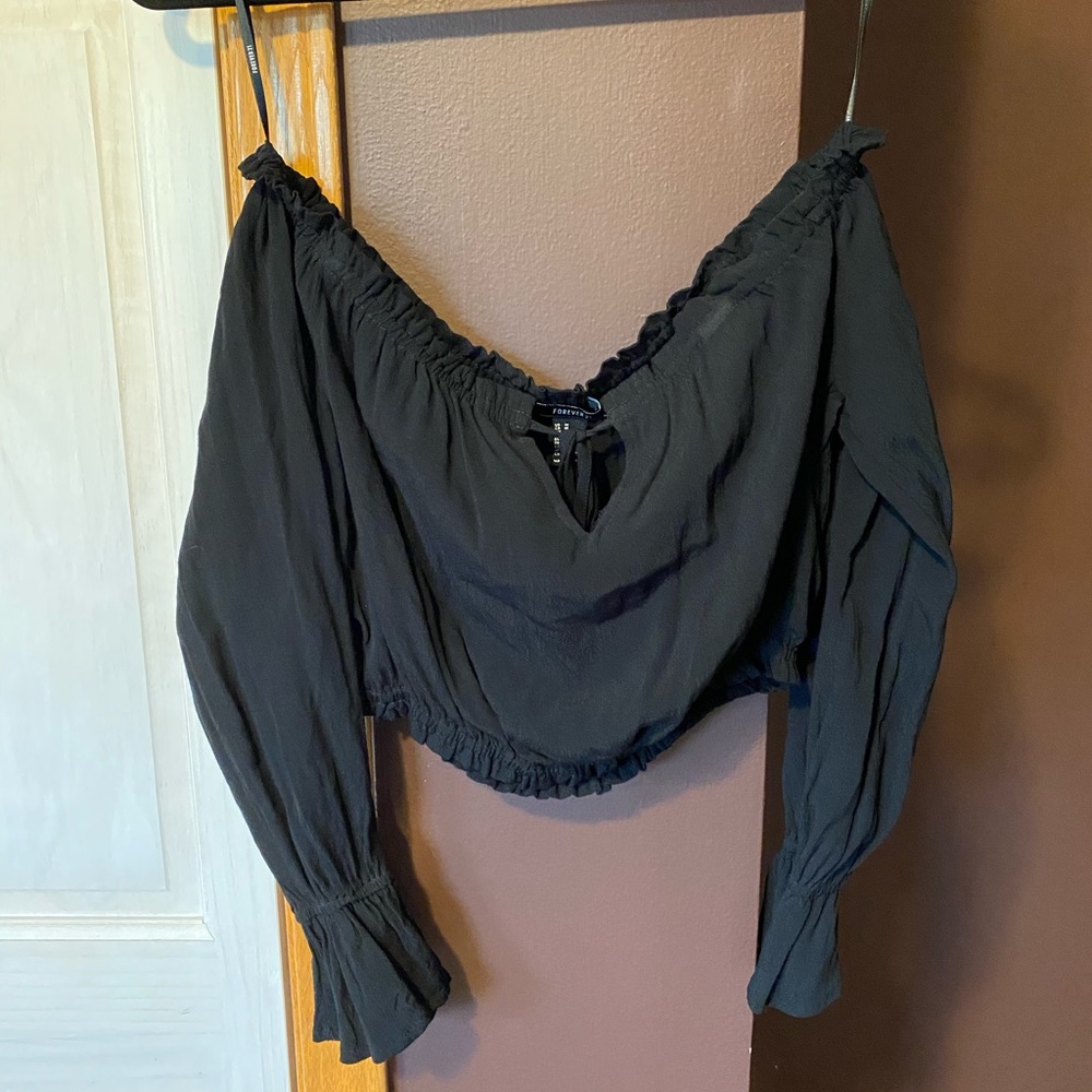Black off the shoulder long sleeve